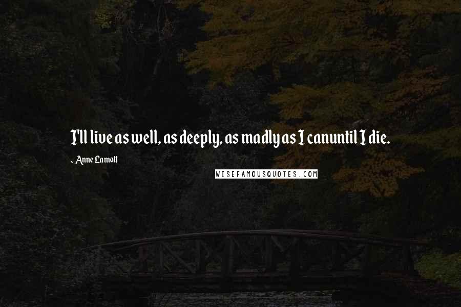 Anne Lamott Quotes: I'll live as well, as deeply, as madly as I canuntil I die.