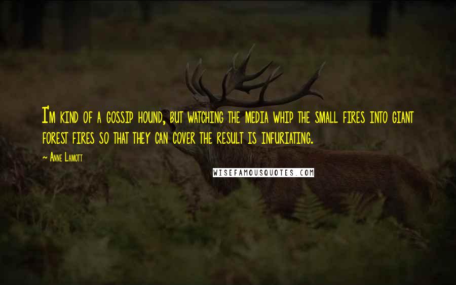 Anne Lamott Quotes: I'm kind of a gossip hound, but watching the media whip the small fires into giant forest fires so that they can cover the result is infuriating.