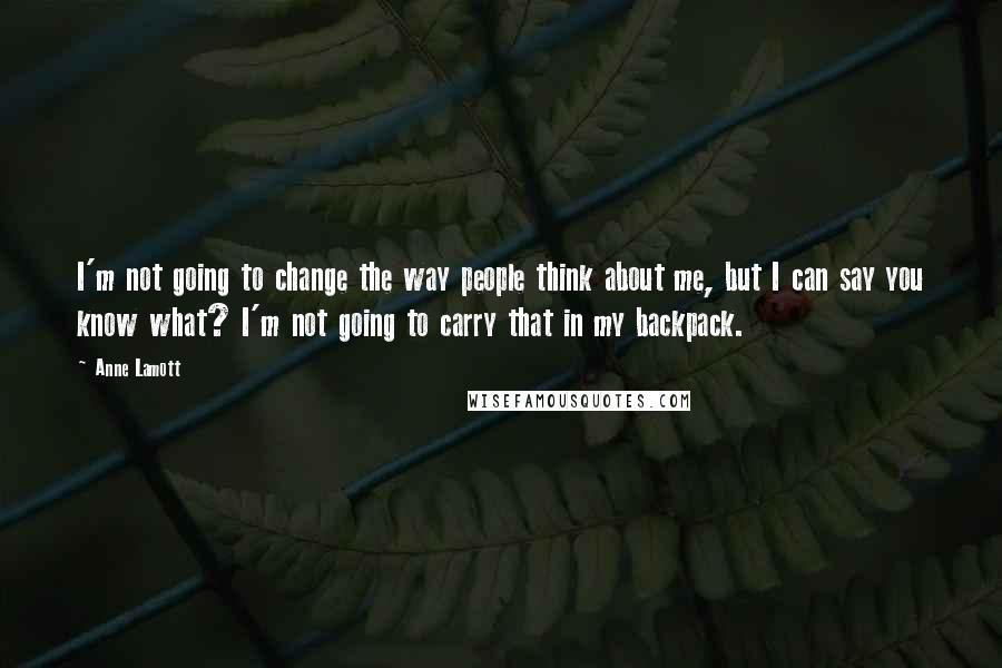 Anne Lamott Quotes: I'm not going to change the way people think about me, but I can say you know what? I'm not going to carry that in my backpack.