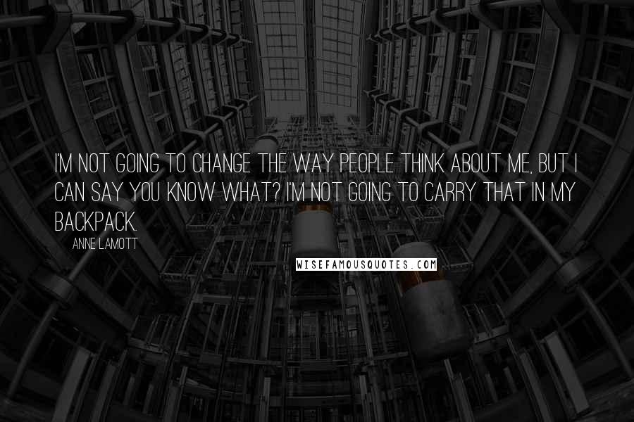 Anne Lamott Quotes: I'm not going to change the way people think about me, but I can say you know what? I'm not going to carry that in my backpack.