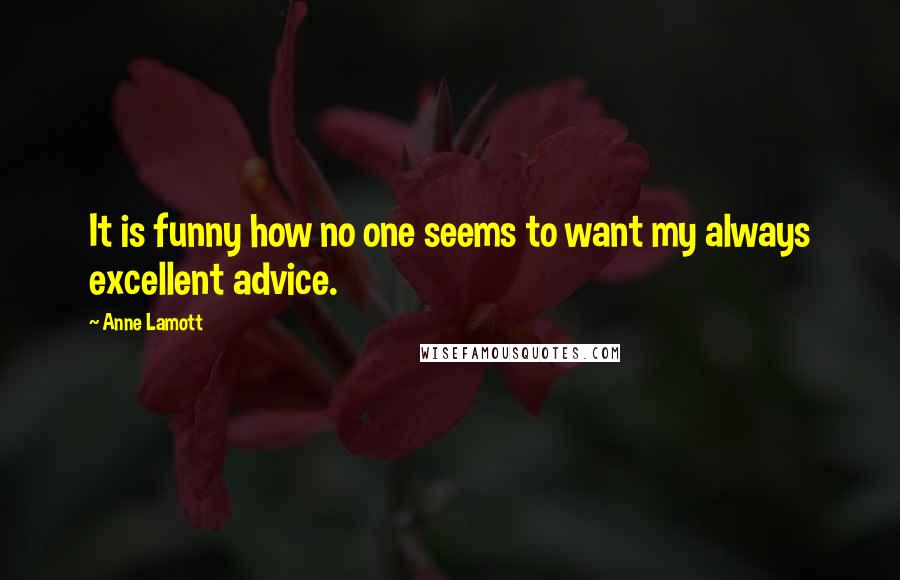 Anne Lamott Quotes: It is funny how no one seems to want my always excellent advice.