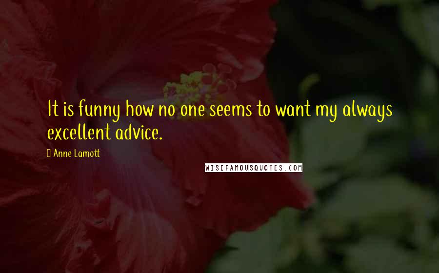 Anne Lamott Quotes: It is funny how no one seems to want my always excellent advice.