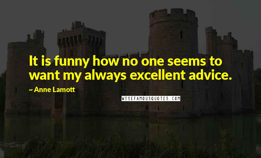 Anne Lamott Quotes: It is funny how no one seems to want my always excellent advice.