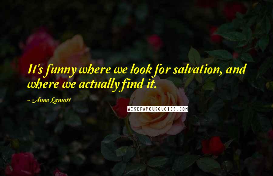 Anne Lamott Quotes: It's funny where we look for salvation, and where we actually find it.