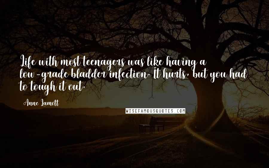 Anne Lamott Quotes: Life with most teenagers was like having a low-grade bladder infection. It hurts, but you had to tough it out.