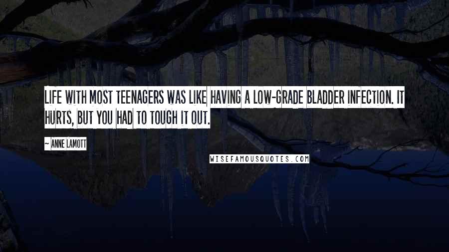 Anne Lamott Quotes: Life with most teenagers was like having a low-grade bladder infection. It hurts, but you had to tough it out.