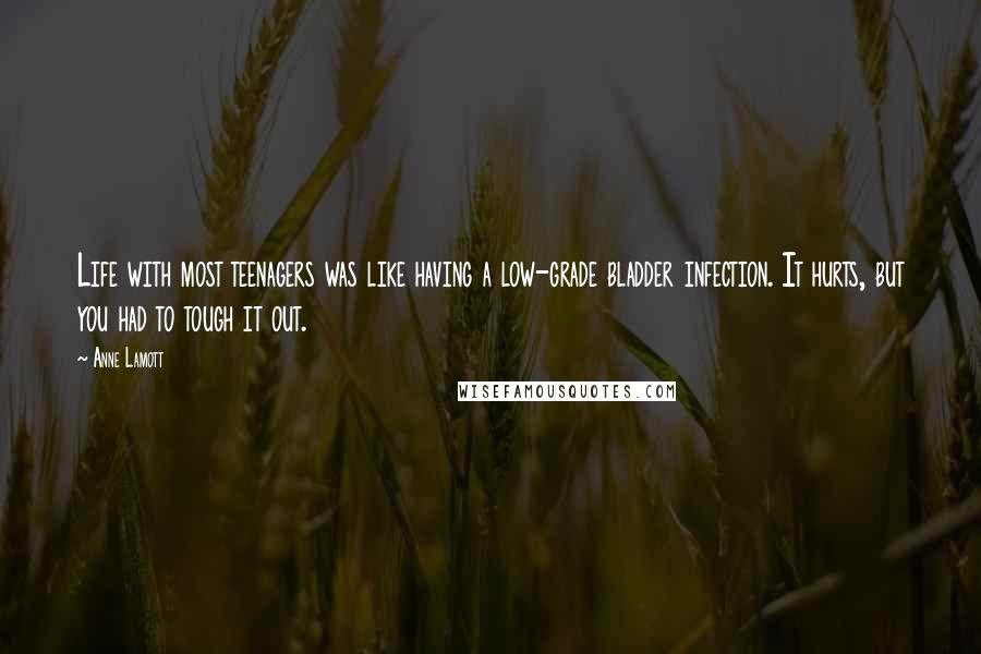 Anne Lamott Quotes: Life with most teenagers was like having a low-grade bladder infection. It hurts, but you had to tough it out.