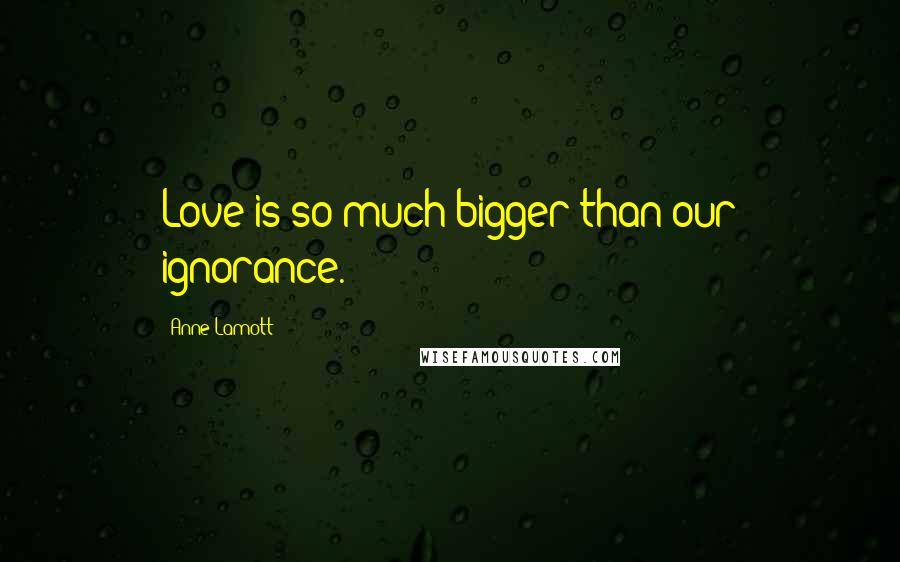 Anne Lamott Quotes: Love is so much bigger than our ignorance.