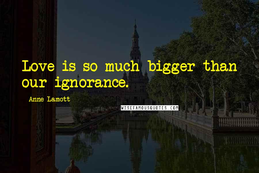 Anne Lamott Quotes: Love is so much bigger than our ignorance.