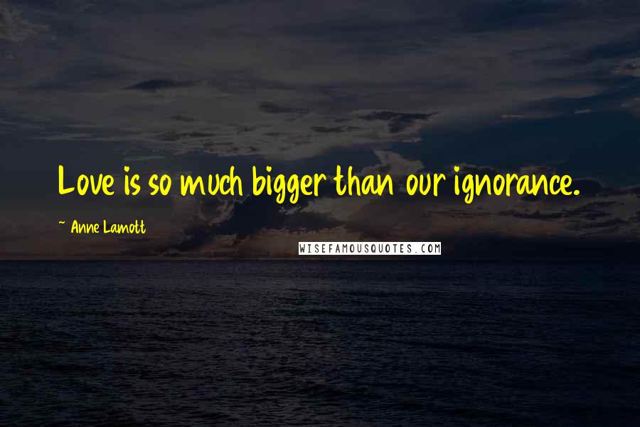 Anne Lamott Quotes: Love is so much bigger than our ignorance.