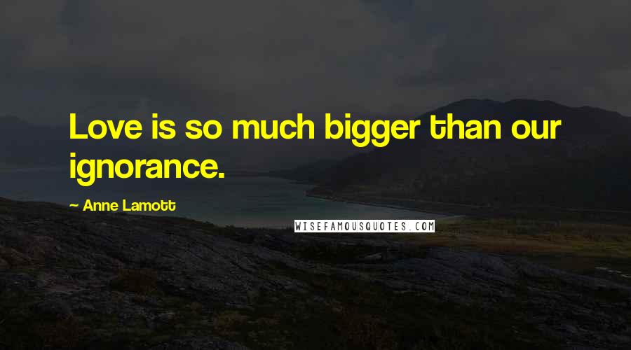 Anne Lamott Quotes: Love is so much bigger than our ignorance.