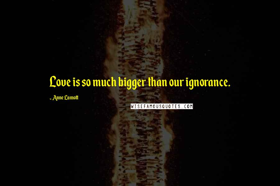 Anne Lamott Quotes: Love is so much bigger than our ignorance.