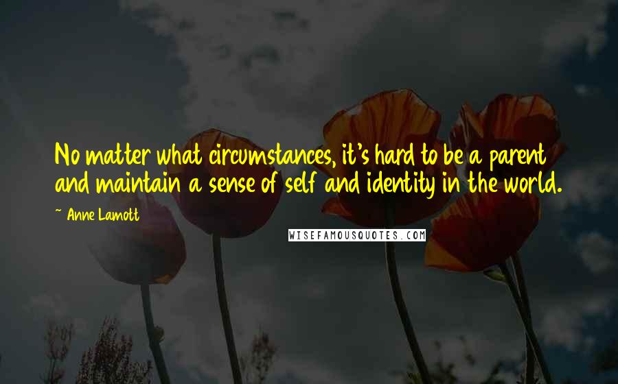 Anne Lamott Quotes: No matter what circumstances, it's hard to be a parent and maintain a sense of self and identity in the world.