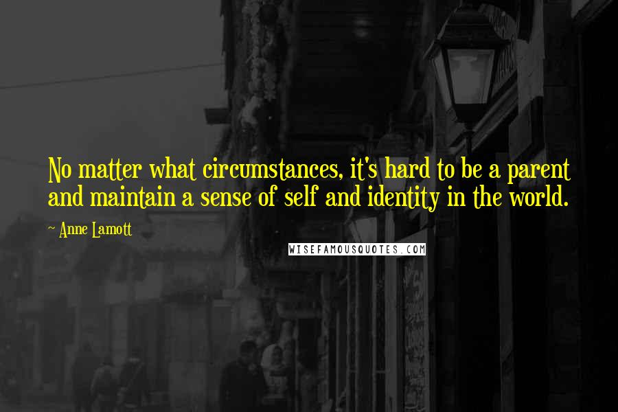 Anne Lamott Quotes: No matter what circumstances, it's hard to be a parent and maintain a sense of self and identity in the world.