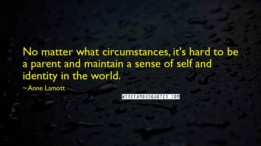 Anne Lamott Quotes: No matter what circumstances, it's hard to be a parent and maintain a sense of self and identity in the world.