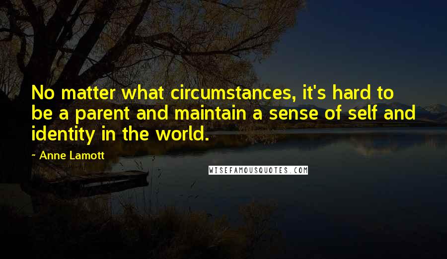 Anne Lamott Quotes: No matter what circumstances, it's hard to be a parent and maintain a sense of self and identity in the world.