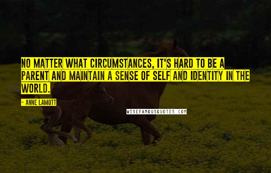 Anne Lamott Quotes: No matter what circumstances, it's hard to be a parent and maintain a sense of self and identity in the world.