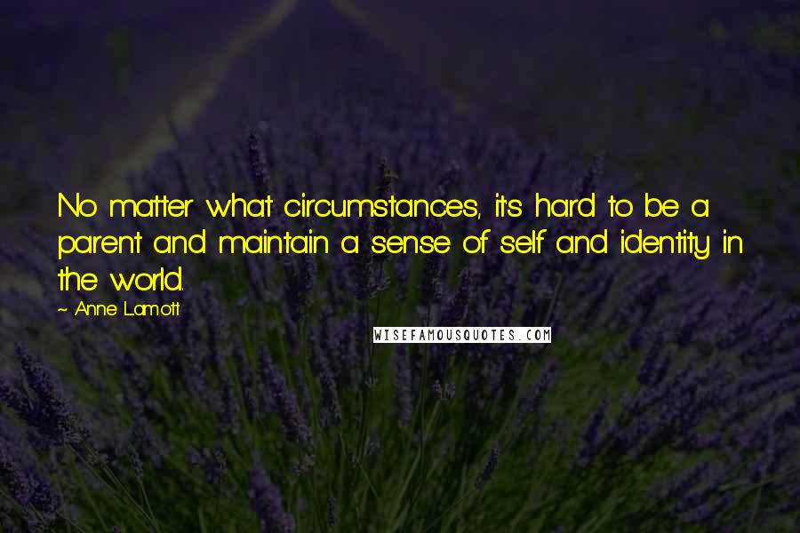 Anne Lamott Quotes: No matter what circumstances, it's hard to be a parent and maintain a sense of self and identity in the world.