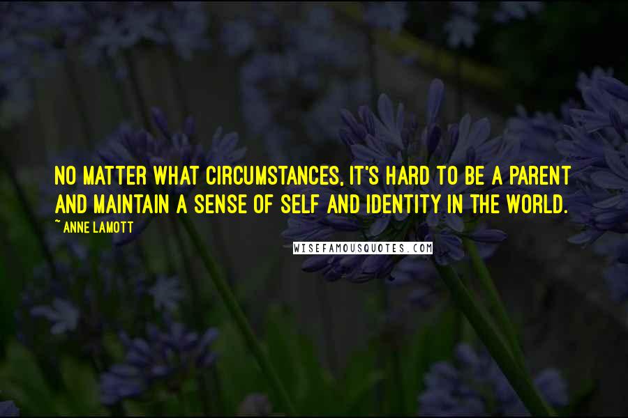 Anne Lamott Quotes: No matter what circumstances, it's hard to be a parent and maintain a sense of self and identity in the world.