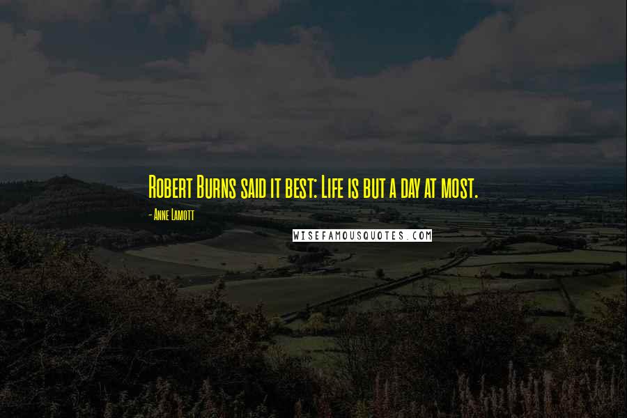 Anne Lamott Quotes: Robert Burns said it best: Life is but a day at most.