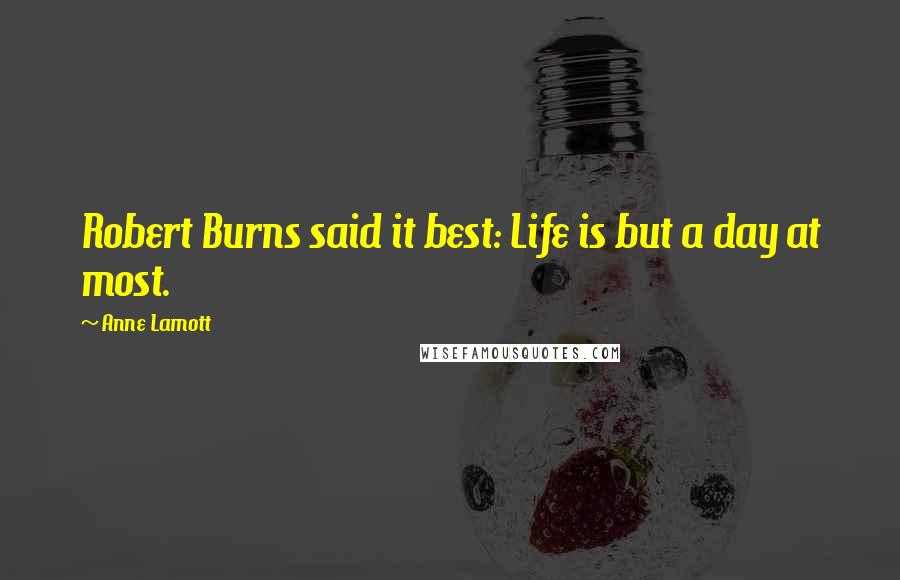 Anne Lamott Quotes: Robert Burns said it best: Life is but a day at most.