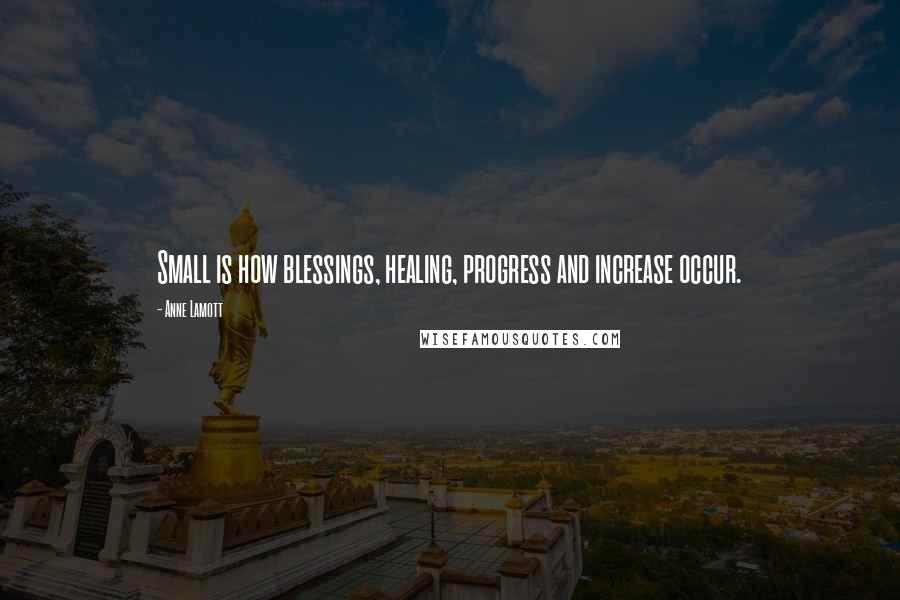 Anne Lamott Quotes: Small is how blessings, healing, progress and increase occur.