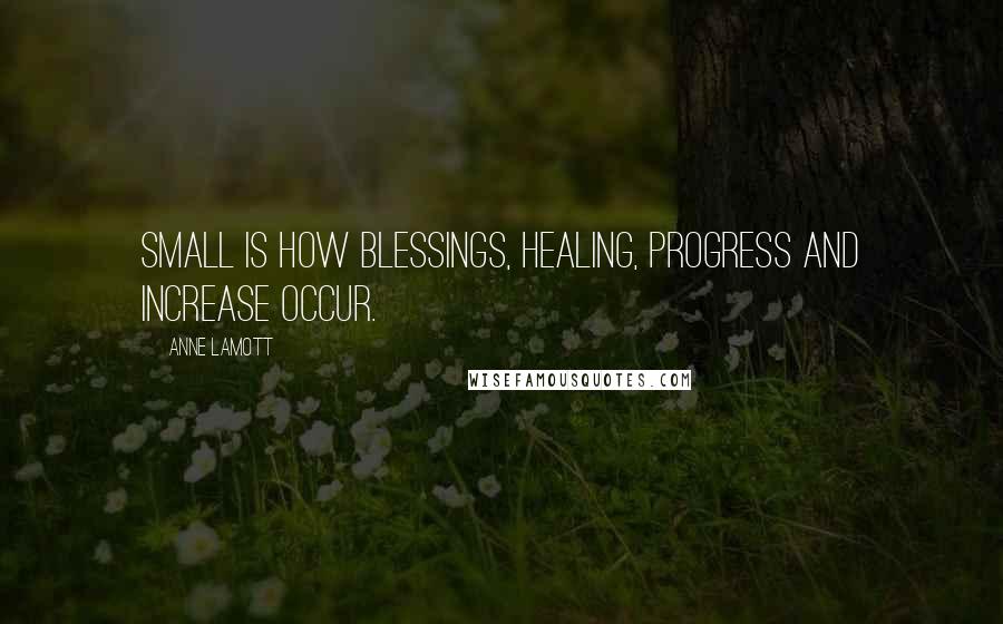 Anne Lamott Quotes: Small is how blessings, healing, progress and increase occur.