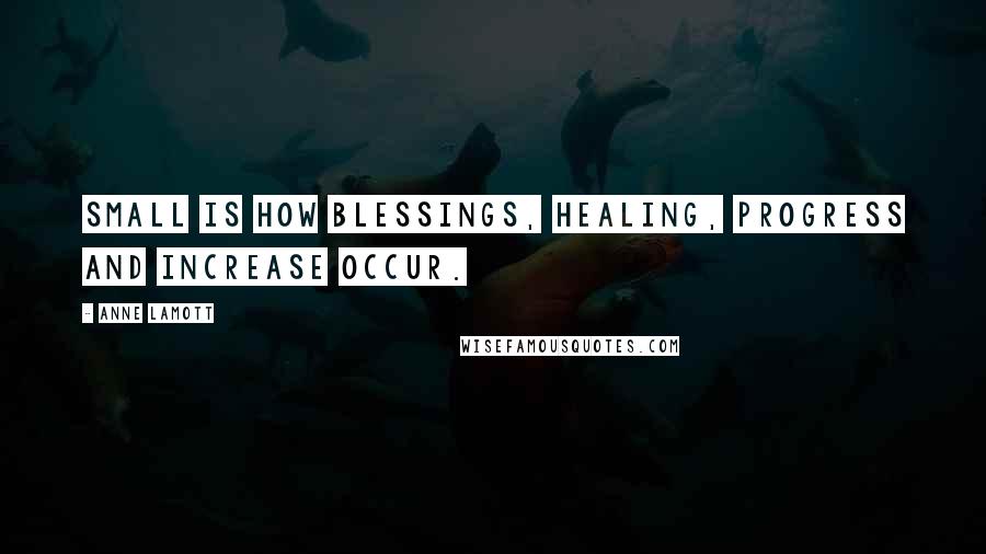 Anne Lamott Quotes: Small is how blessings, healing, progress and increase occur.