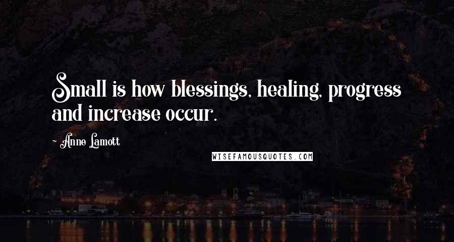 Anne Lamott Quotes: Small is how blessings, healing, progress and increase occur.