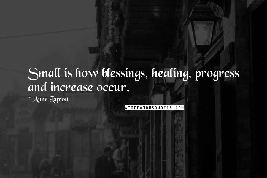 Anne Lamott Quotes: Small is how blessings, healing, progress and increase occur.