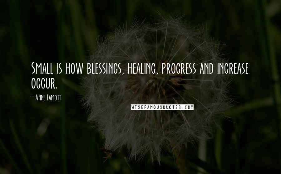 Anne Lamott Quotes: Small is how blessings, healing, progress and increase occur.