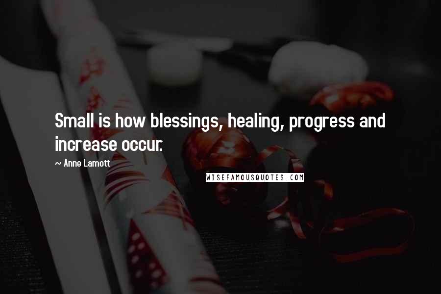 Anne Lamott Quotes: Small is how blessings, healing, progress and increase occur.