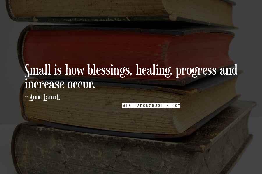 Anne Lamott Quotes: Small is how blessings, healing, progress and increase occur.