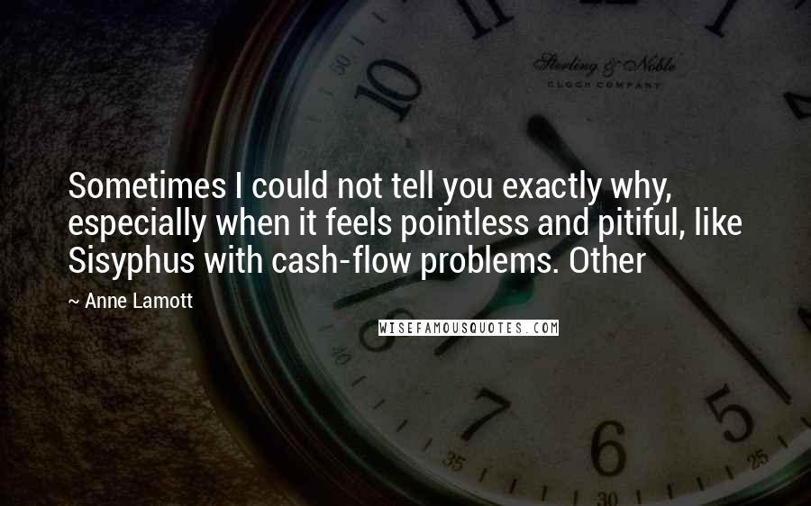 Anne Lamott Quotes: Sometimes I could not tell you exactly why, especially when it feels pointless and pitiful, like Sisyphus with cash-flow problems. Other