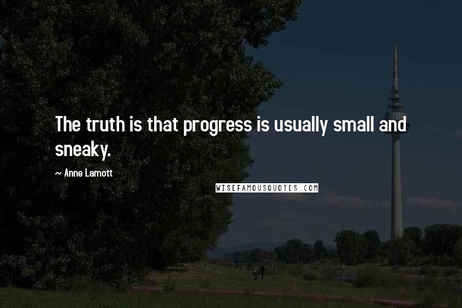 Anne Lamott Quotes: The truth is that progress is usually small and sneaky.