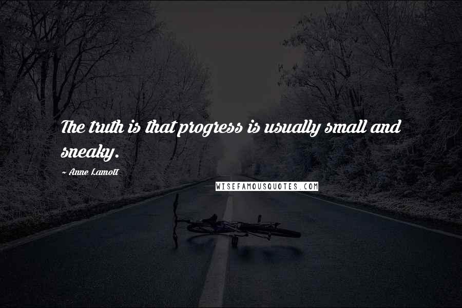 Anne Lamott Quotes: The truth is that progress is usually small and sneaky.