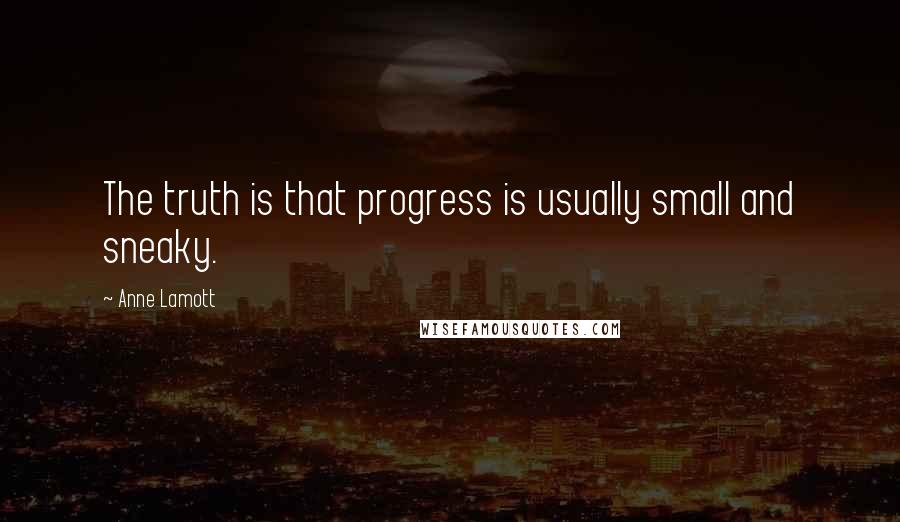 Anne Lamott Quotes: The truth is that progress is usually small and sneaky.