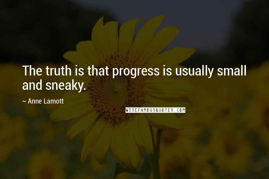 Anne Lamott Quotes: The truth is that progress is usually small and sneaky.