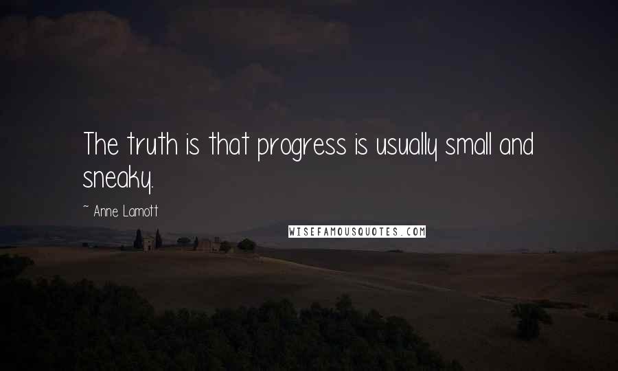 Anne Lamott Quotes: The truth is that progress is usually small and sneaky.