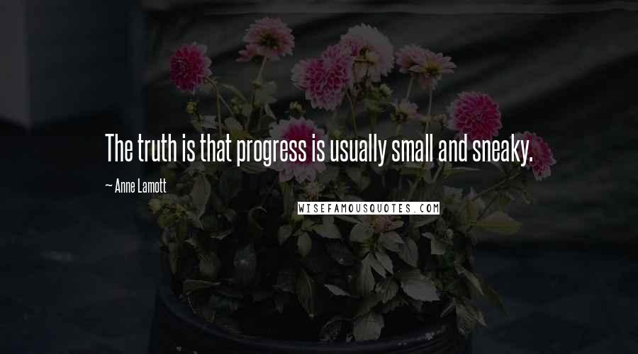 Anne Lamott Quotes: The truth is that progress is usually small and sneaky.