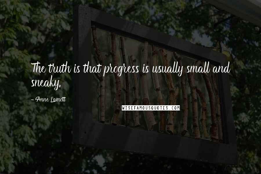 Anne Lamott Quotes: The truth is that progress is usually small and sneaky.