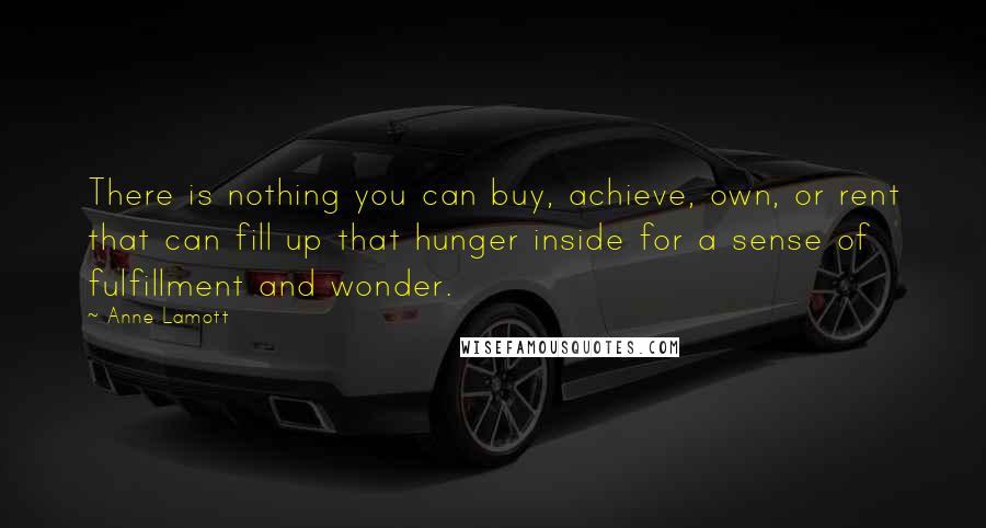 Anne Lamott Quotes: There is nothing you can buy, achieve, own, or rent that can fill up that hunger inside for a sense of fulfillment and wonder.