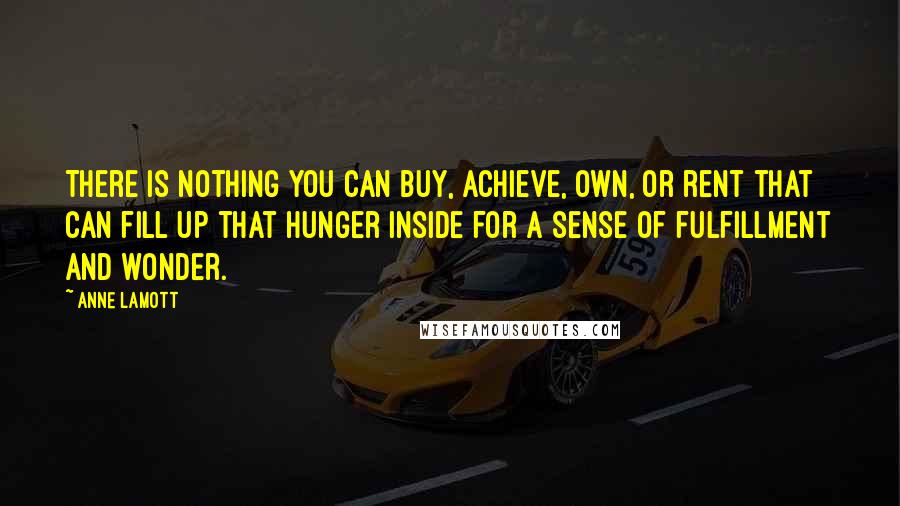 Anne Lamott Quotes: There is nothing you can buy, achieve, own, or rent that can fill up that hunger inside for a sense of fulfillment and wonder.