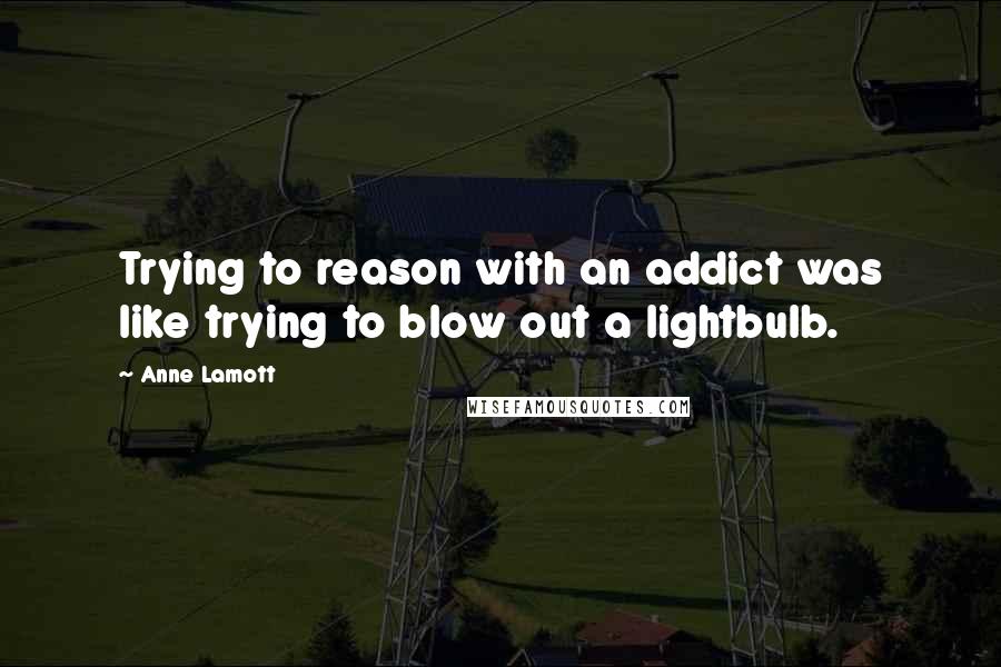Anne Lamott Quotes: Trying to reason with an addict was like trying to blow out a lightbulb.