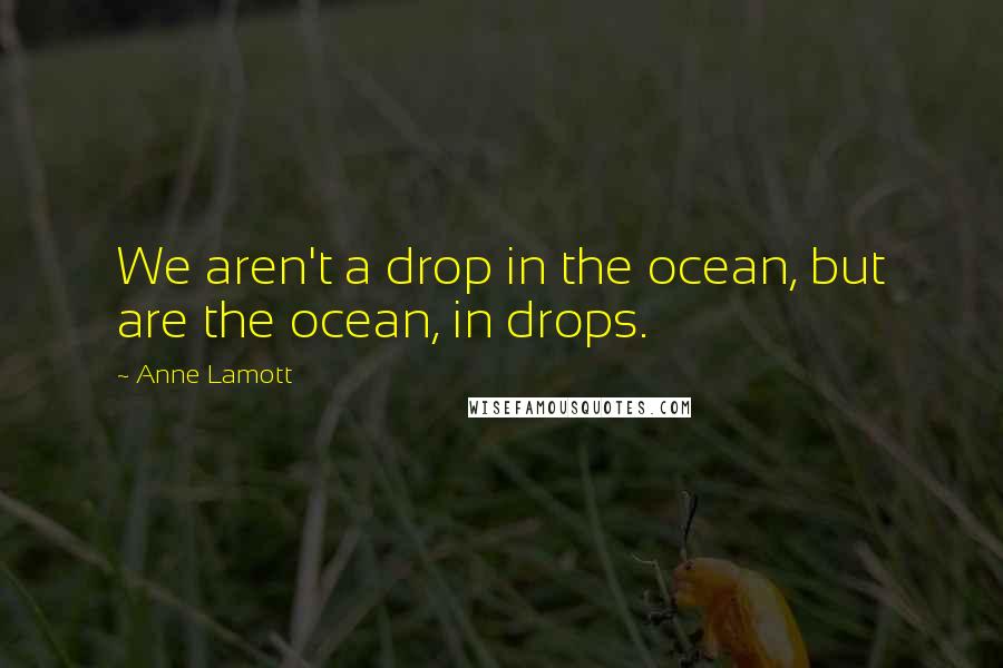 Anne Lamott Quotes: We aren't a drop in the ocean, but are the ocean, in drops.