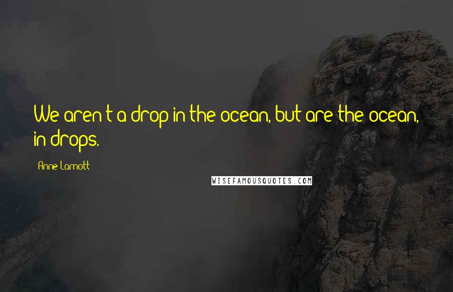 Anne Lamott Quotes: We aren't a drop in the ocean, but are the ocean, in drops.