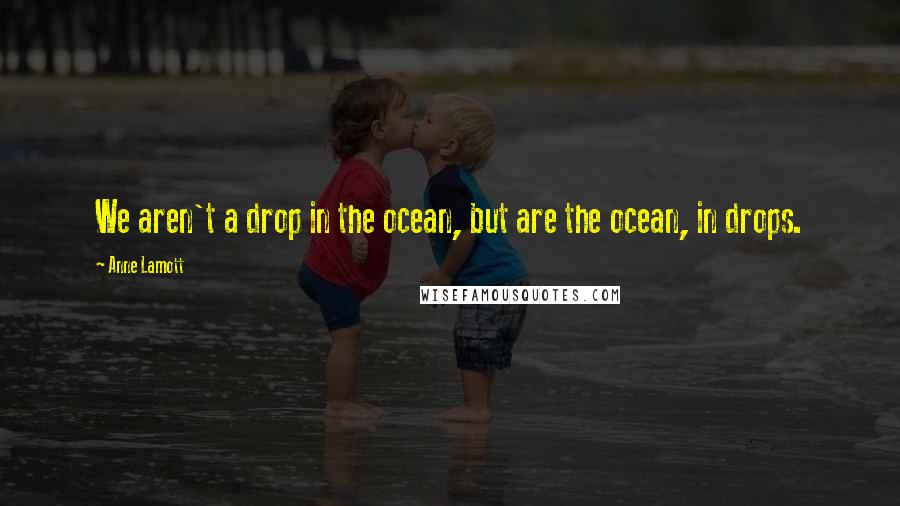 Anne Lamott Quotes: We aren't a drop in the ocean, but are the ocean, in drops.