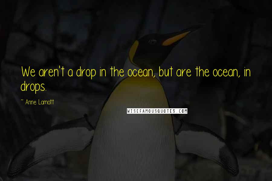 Anne Lamott Quotes: We aren't a drop in the ocean, but are the ocean, in drops.