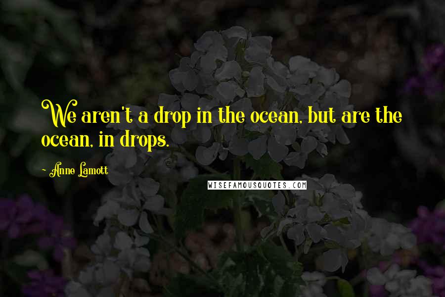 Anne Lamott Quotes: We aren't a drop in the ocean, but are the ocean, in drops.