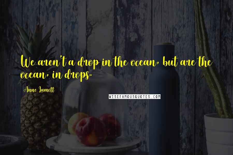 Anne Lamott Quotes: We aren't a drop in the ocean, but are the ocean, in drops.